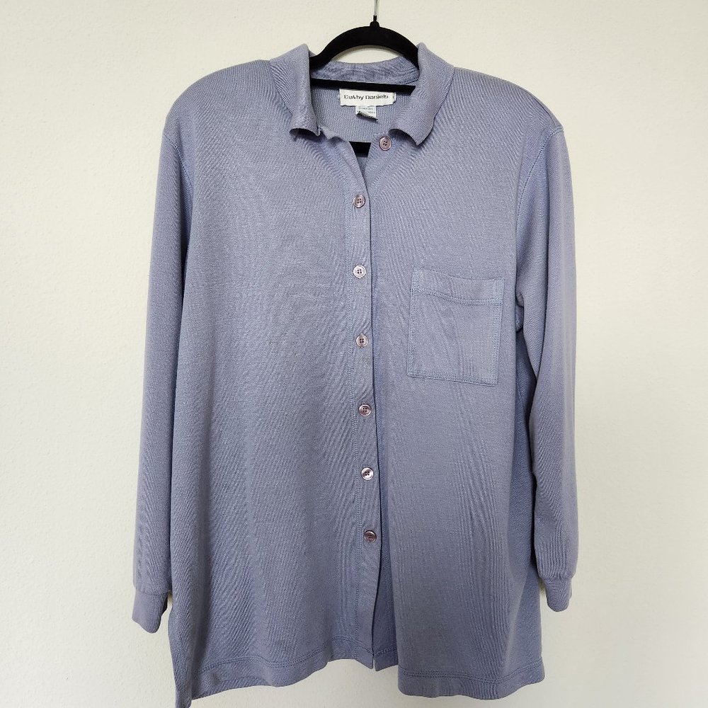 Light Blue/Gray Oversized Knit Top, size- Large